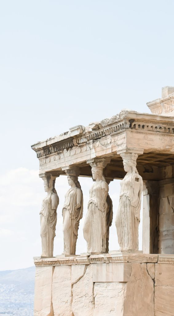 The Porch of the Caryatids, an iconic Greek architectural feature in Athens, Greece.